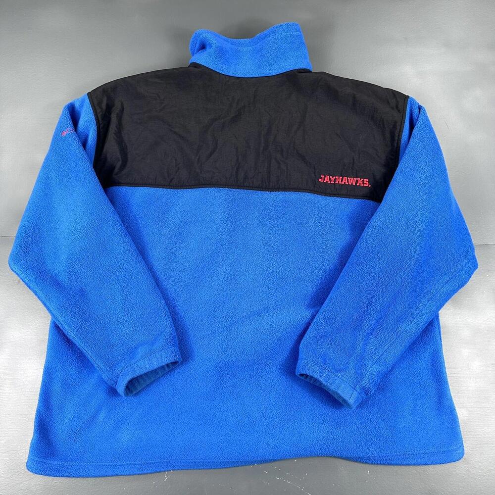 Columbia X Kansas Jayhawks Jacket Mens 2XL Blue Black Fleece Full Zip Y2K Sporty - Picture 7 of 9